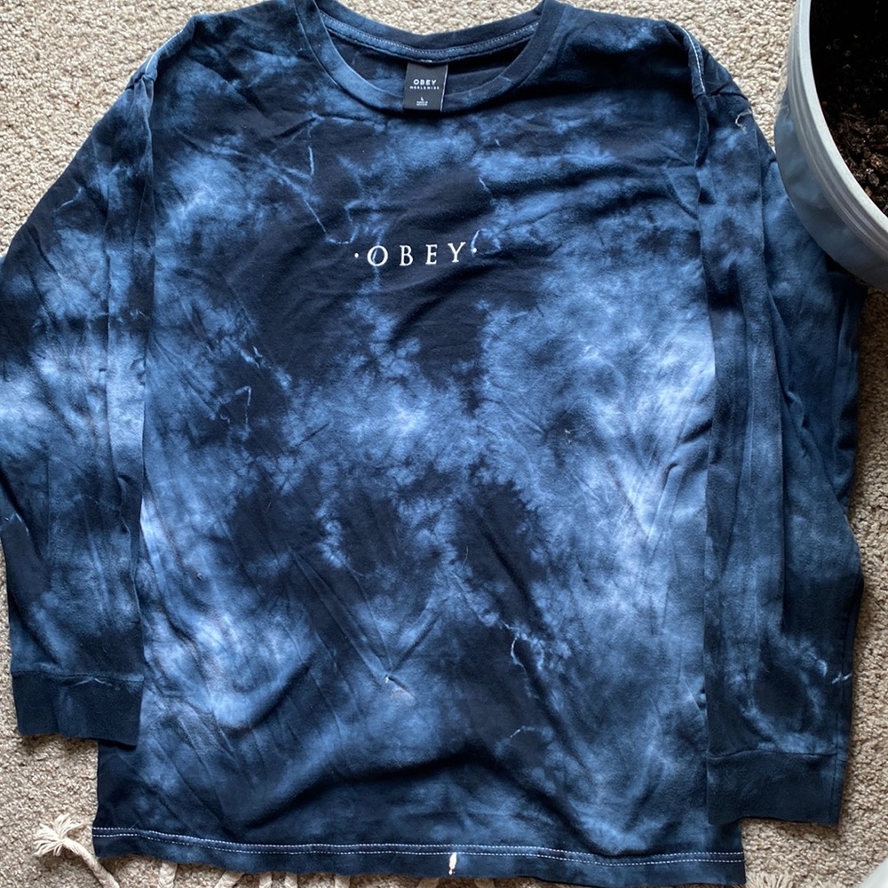 Selling Obey tie dye blue long sleeve shirt.